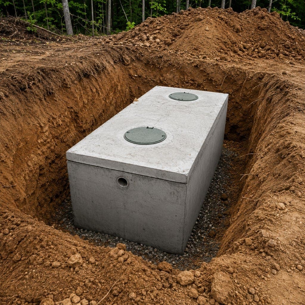 Septic system installation on a rural lot